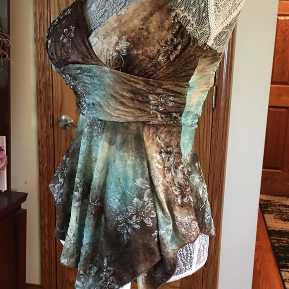 CRUSHED VELVET FEEL! VERY SOFT!TURQUOISE AND BROWNS, SOFT AND VELVETY! ENC❗️ - Picture 7 of 8